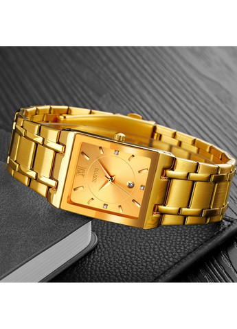 Годинник кварцовий золотистий чоловічий з календарем квадратний водонепроникний 30 м стильний ProDobro (367264490)