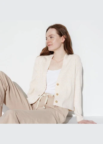 Трикотажный кардиган 465313-natural НАТУРАЛЬНЫЙ Uniqlo (365877582)