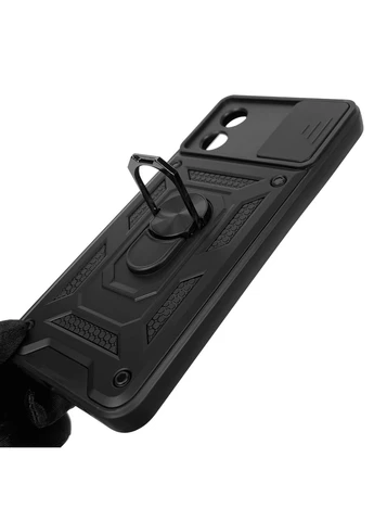 Чехол для E13 PAXT0034RS бронированный с кольцом со шторкой на камеру на моторола е13 чёрный rg1 Motorola (366019195)