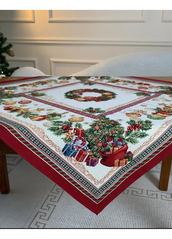 Скатертина Новорічна гобеленова Premium 100х100 см. святкова скатертина No Brand (360890015)