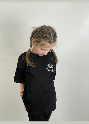 Чорна літня футболка дитяча "family look" hc (h001-6414-l) No Brand
