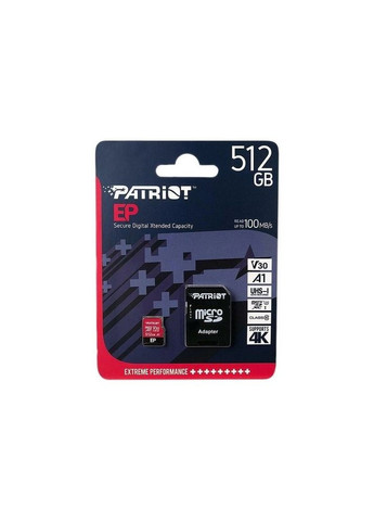 Картка пам'яті MicroSD 512 GB UHS1 U3 V30 Patriot (294754367)
