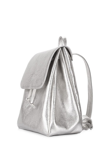 Рюкзак шкіряний на зав'язках Paris срібний PoolParty (372657604)