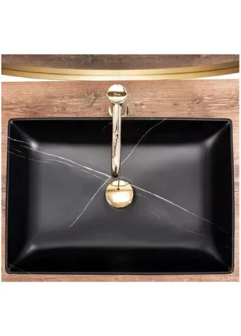Умивальник (раковина) INGA BLACK MARBLE MATT накладний * Rea (393113472)