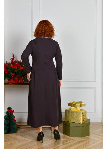 Темно-коричневое праздничный, вечернее, деловое женское платье из крепдайвинга с разрезами а-силуэт No Brand однотонное