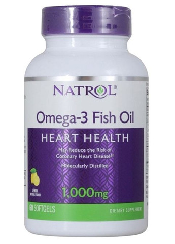 Omega-3 Fish Oil 1000 mg 60 Softgels Lemon Flavor NTL-00929 Natrol (299638676)