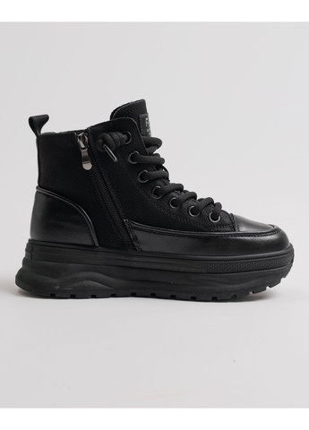 Черевики на високій платформі чорні нубук шкіра вовна Lola Andy (361161463)