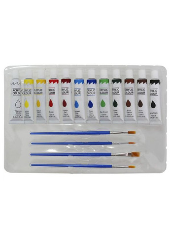 Краски масляные 12цв 12мл на палитре с кисточками Home (303835381)