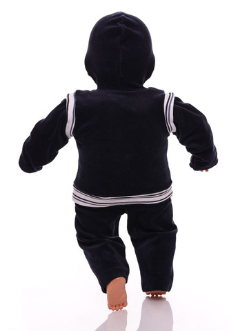 Чорний зимній костюм з довгим рукавом для хлопчика велюровий з ведмедиками чорний 74 см (26674) BABYKROHA