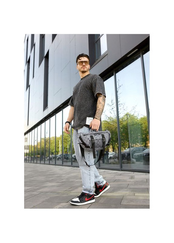 Большая мужская поясная сумка бананка DynamicDart тканевая принт "Cube" Sambag (330224200)