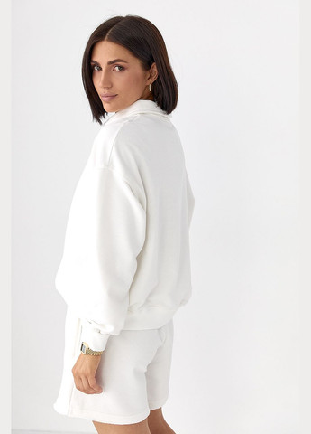 Костюм із шортами та світшотом-поло - рожевий Lurex (330988629)