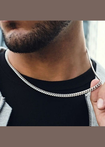 Чоловічий металевий срібний ланцюжок на шию з нержавіючої сталі, підвіска 5 мм No Brand (328251200)