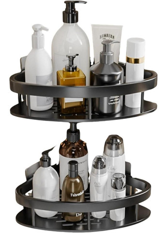 Набір металевих кутових полиць для ванної кімнати Чорні 2шт (PH051343-2) Xiamen (368764939)