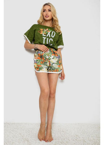 Зеленая женская пижама с принтом, 243r15452 LINDROS