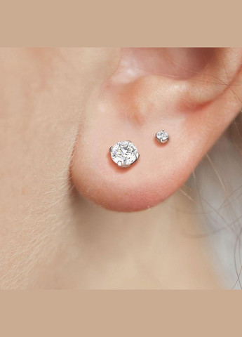 Титановые серьги-гвоздики T23ERD-04-C с фианитом (4 мм) Spikes (333698111)