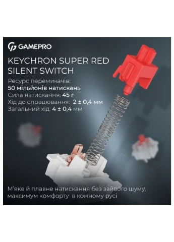 Клавиатура Asgard Drakkar Keychron Super Red Switch Wireless/Bluetooth/USB UA Black (MK305BK) GAMEPRO (400752714)