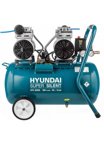 Компрессор воздушный HYC 3050S (2 кВт, 300 л/хв, 50 л) безмасляный 4-цилиндровый (26088) Hyundai (342758934)