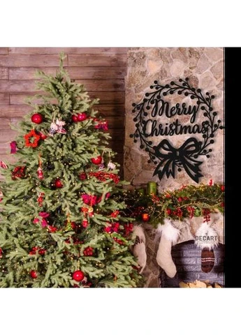 Панно из дерева на стену . Декор на подарок Венок Merry Christmas 30х32 см Decart (360612134)