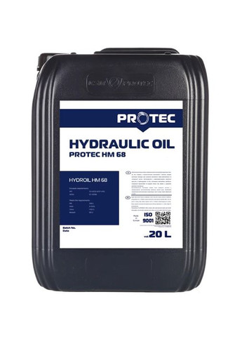 Гидравлическое масло Hydroil HM 68 (20 л) минеральное (41078) Protec (293511017)