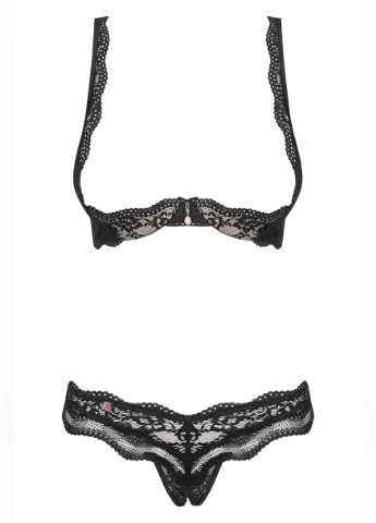 Чорний комплект luvae set otwarty s/m Obsessive
