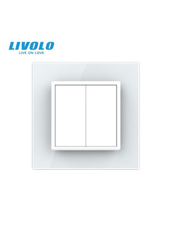Двоклавішний прохідний вимикач білий скло (VL-C7FCMKS-1WP) Livolo (370984930)