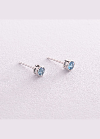 Золотые серьги - пусеты с голубыми топазами сб0428gl Oniks (264024140)