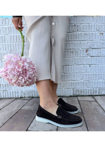 No Brand Женские трендовые лоферы с натуральной итальянской замши цвет шоколад лоферы коричневый з натуральная замша, — демисезон (355802029)