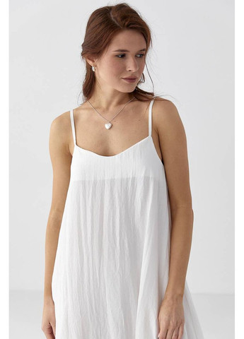 Молочна пляжна розкльошений жіночий сарафан на бретелях Lurex однотонна