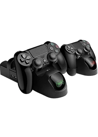 Комплект для гри в приставку джойстики та зарядний пристрій для PS4 V2 чорний (2104618557) No Brand (332670955)