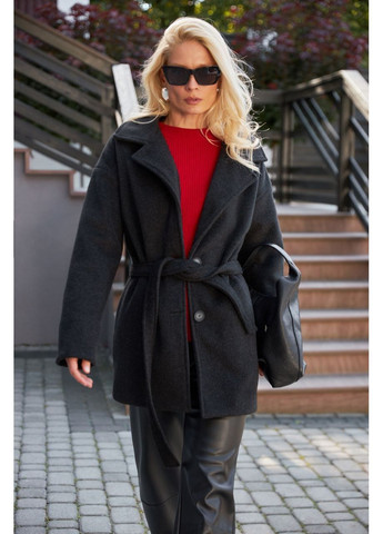 Черное Классическое, Повседневный, Кэжуал, Коктейльный, Вечерний полупальто двубортное Triko Bakh однотонное