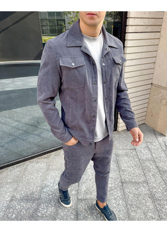 Серый вельветовый костюм (штаны + пиджак) No Brand