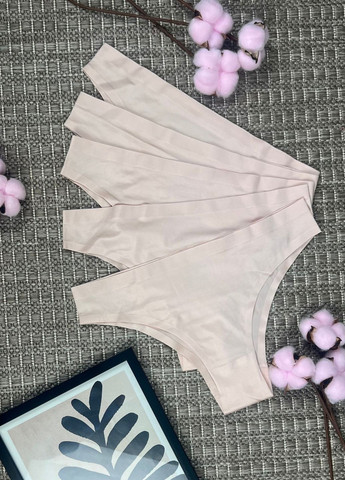 Комплект бесшовных трусиков 5 шт бразилианы однотонные FitFiesta (370850569)