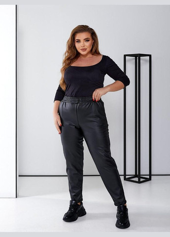 Штани жіночі - батальні утеплені велюром шкіряні, висока посадка, на резинці JUGO TEDDI № 710 (304326059)