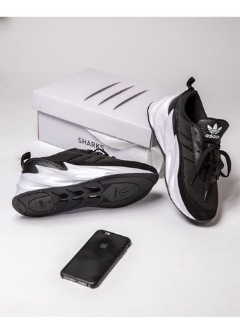 Чорні Осінні кросівки чоловічі adidas shark black white адідас шарк No Brand