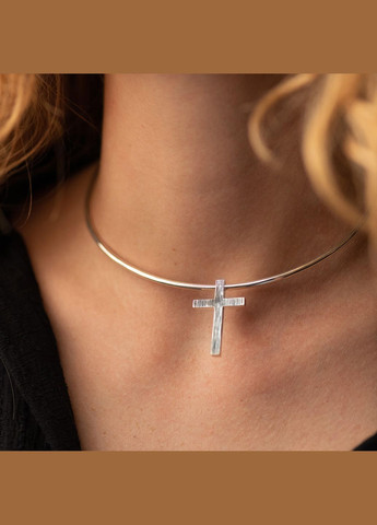 Срібний хрестик із чорнінням (кулон під чокер) 1101P Oniks (264024503)