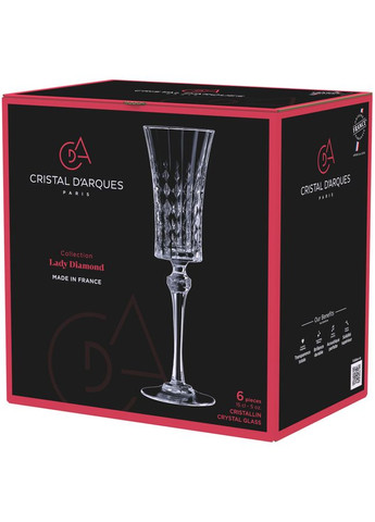 Набір келихів для шампанського CD'A Lady Diamond 150 мл x 6 шт. (L9742) Cristal d'Arques (372465301)