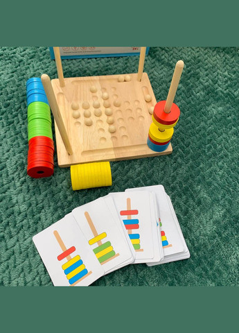 Деревянная магнитная игра на логику пирамидка 2 в 1, игровое поле с карточками No Brand (339871655)