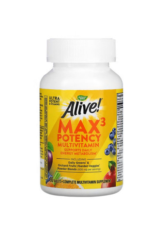 Витамины и минералы Alive! Max3 Potency Multivitamin, 90 таблеток Nature's Way (293421611)