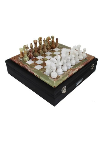 Шахи Italfama, шахова дошка з оніксу та білого мармуру, ручної роботи 40×40 см Handmade 1018CM + 1018CB (365550445)