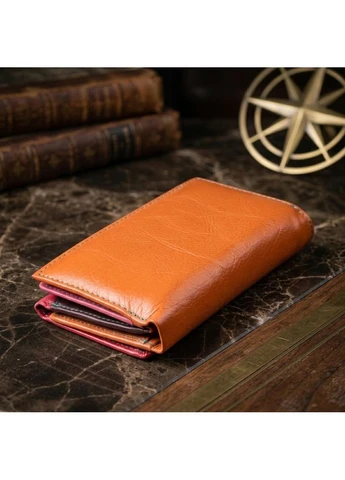 Кожаный кошелек в три сложения для женщин ST Leather Разноцветный Верховинка 19442 (398293943)