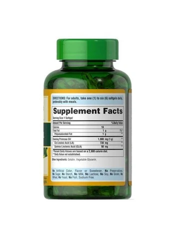 Puritan's Pride Evening Primrose Oil 1000 mg з GLA 120 капс Puritans Pride (387022146)
