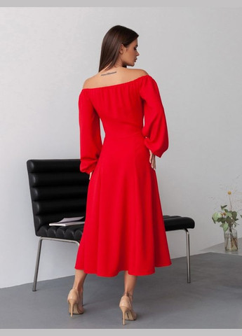 Червона повсякденний червона ретро сукня з розрізом ISSA PLUS однотонна