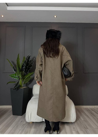 Кавове демісезонне Пальто з кашеміру No Brand