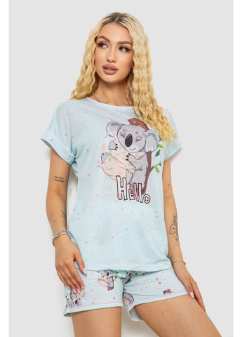 Голубая женская пижама с принтом, 243r6211 Sude