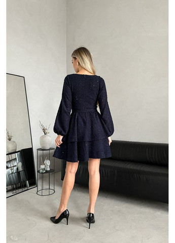 Синее коктейльное платье букле воланы 24110 синее Tanita-Romario