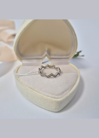 Срібна каблучка Зігзаг з Білими каменями розмір срібло 925 проби Родоване 1426к 1.23г No Brand (329900836)