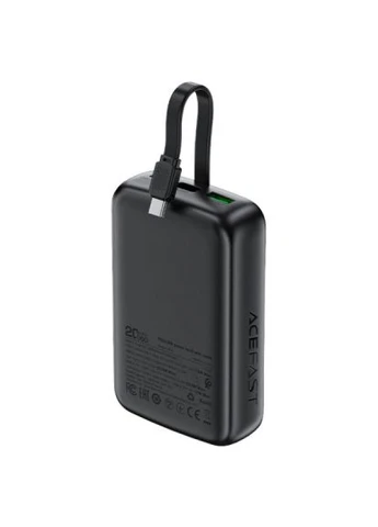 Батарея універсальна 20000mAh 22,5W PD, QC/3.0 USB-A+USB-C In/Out,build-in cable M14 Black (6974316283966) Acefast 20000mAh 22, 5W PD, QC/3.0 USB-A+USB-C In/Out, build (389995712)