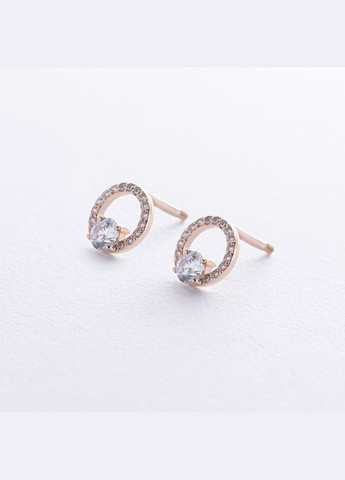 Серьги - пусеты Круговорот с фианитами (желтое золото) с08728 Oniks (267404463)