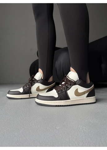 Коричневые летние кроссовки nike air jordan 1 low shadow brown/sail найк аир джордан No Brand