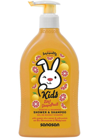 Шампунь-гель 2в1 с ароматом грейпфрута Kids Grapefruit Shower & Shampoo 400ml (1460350-32889428) Sanosan (368613883)